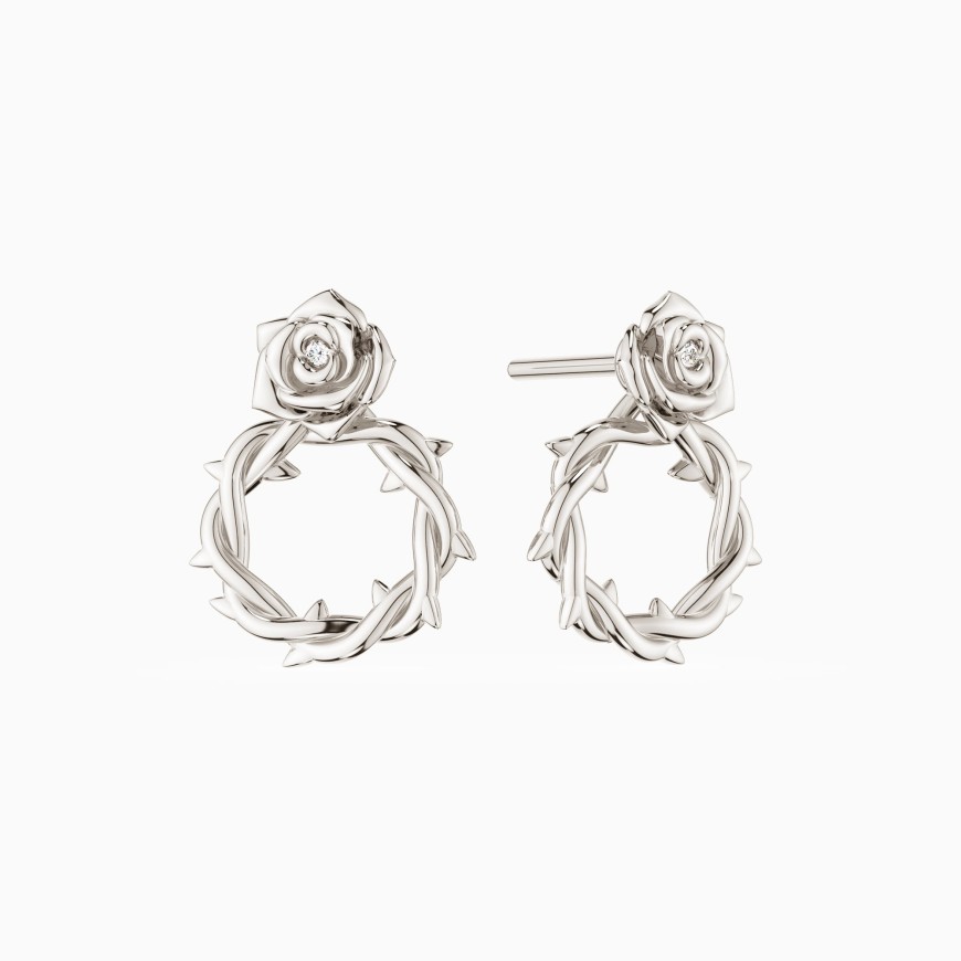 Crown of Thorns Rose Stud Earrings