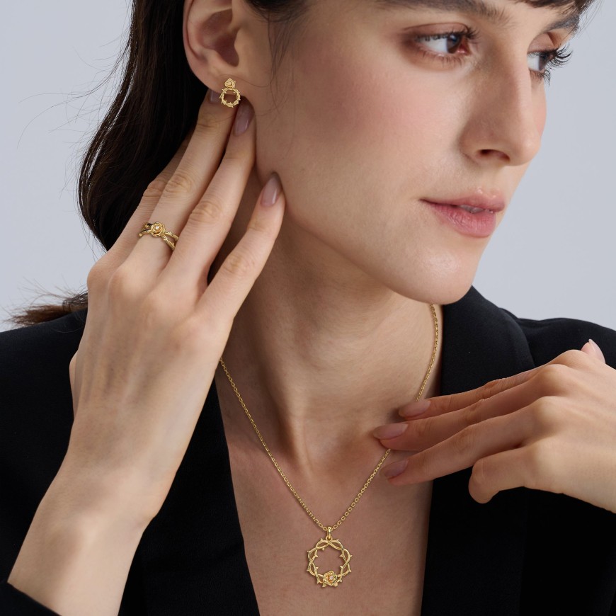 Crown of Thorns Rose Stud Earrings