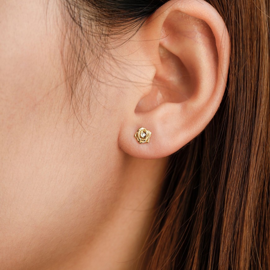 Crown of Thorns Rose Stud Earrings