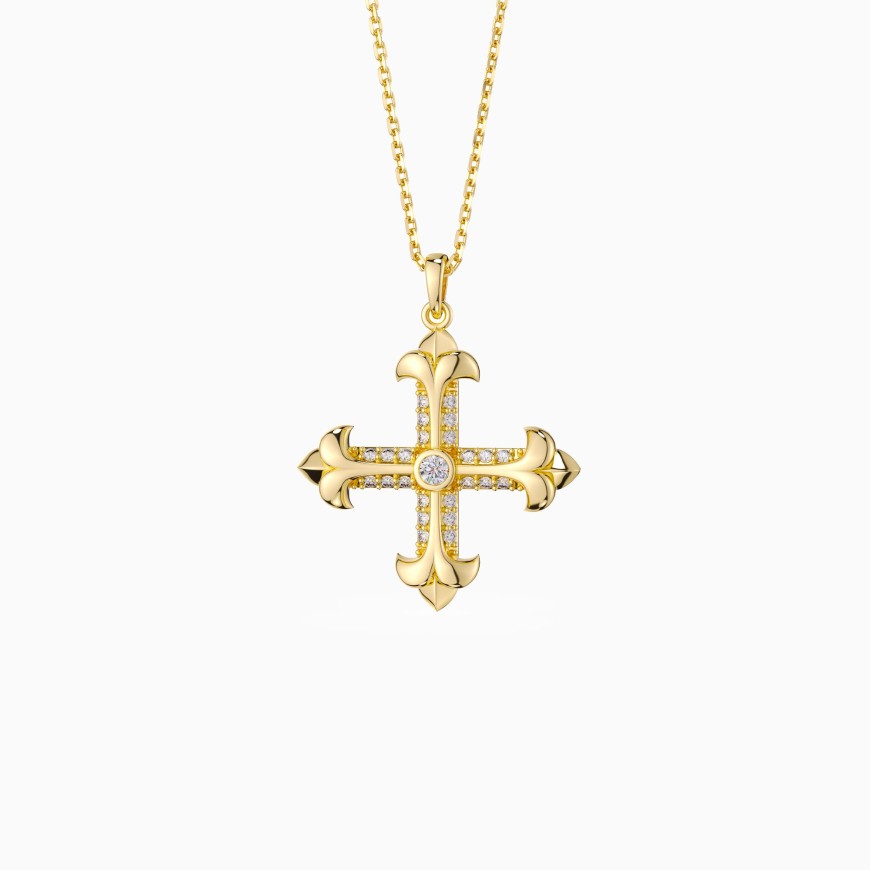 Fleur-de-Lis Cross Pendant Necklace