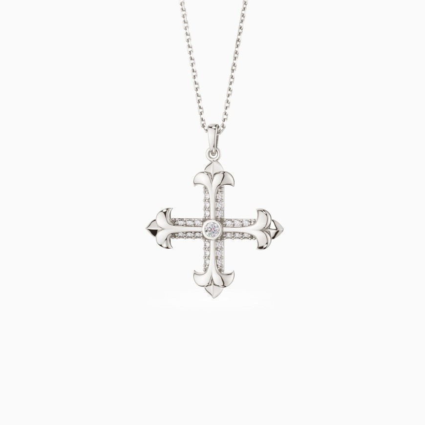 Fleur-de-Lis Cross Pendant Necklace