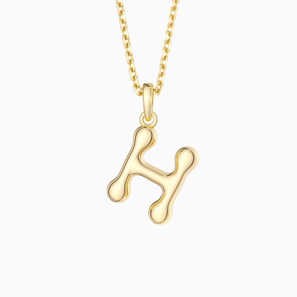 Bubble Initial Letter H Pendant Necklace