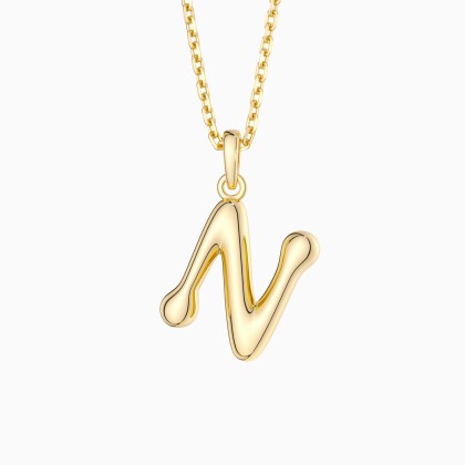 Bubble Initial Letter N Pendant Necklace