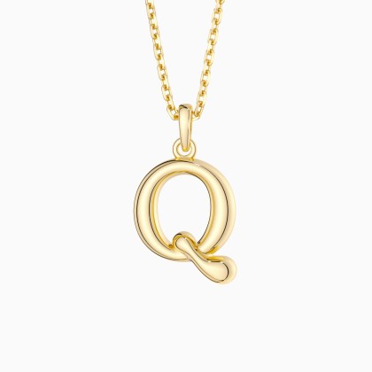 Bubble Initial Letter Q Pendant Necklace