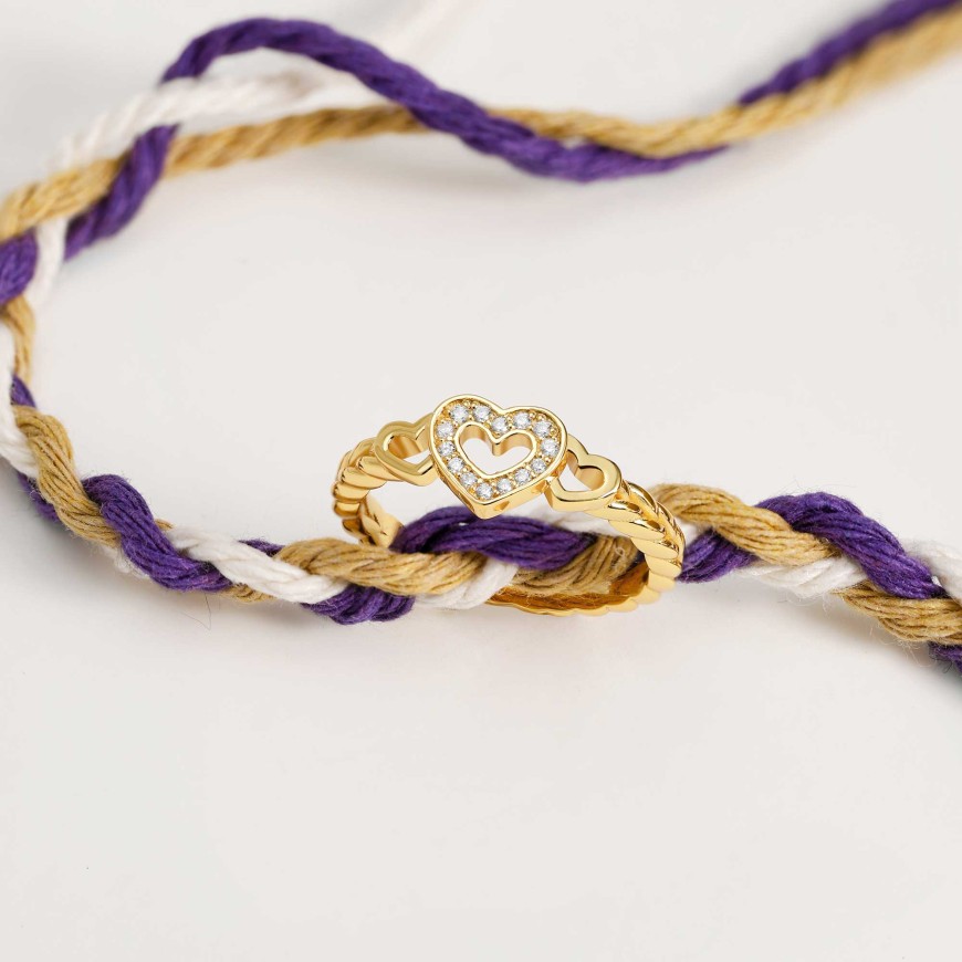 Braided Trinity Heart Ring