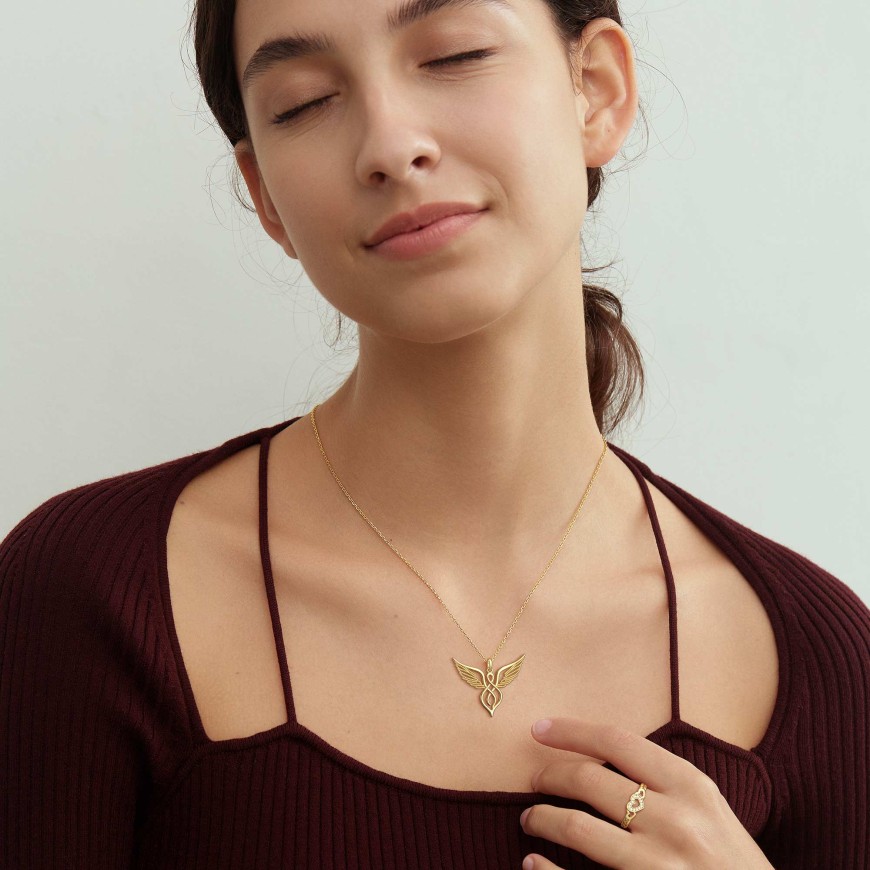 Braided Cord Angel Wing Necklace