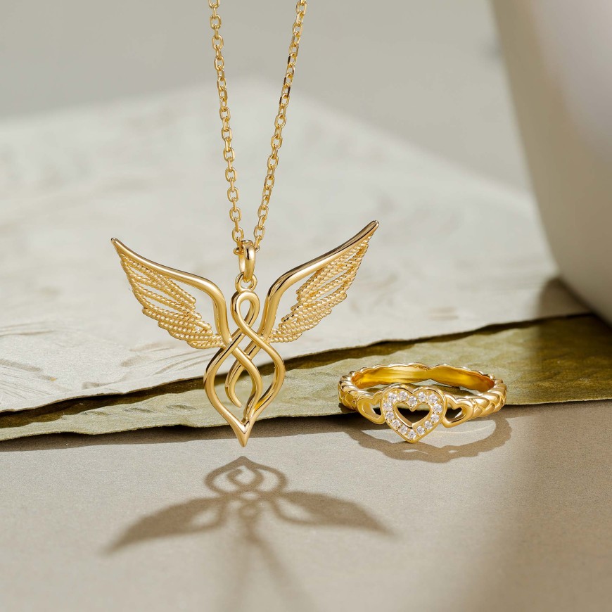 Braided Cord Angel Wing Necklace
