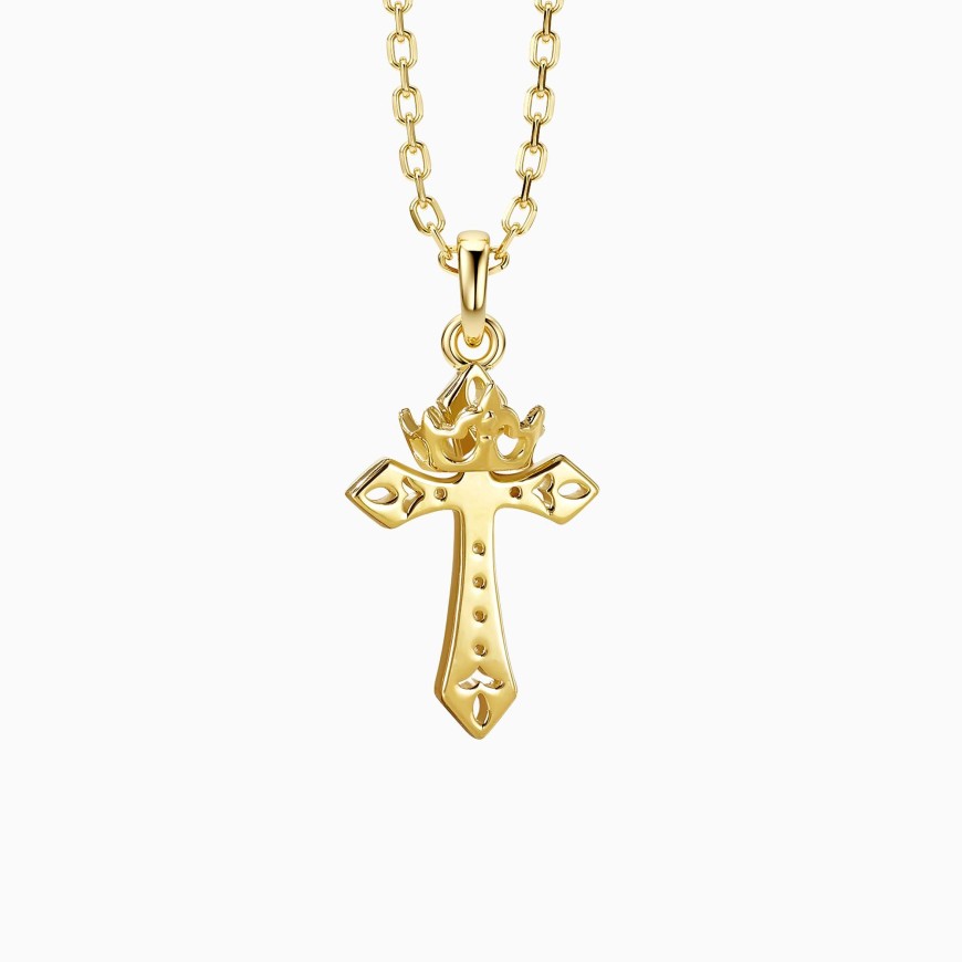 Fleur-de-Lis Cross with Crown Necklace
