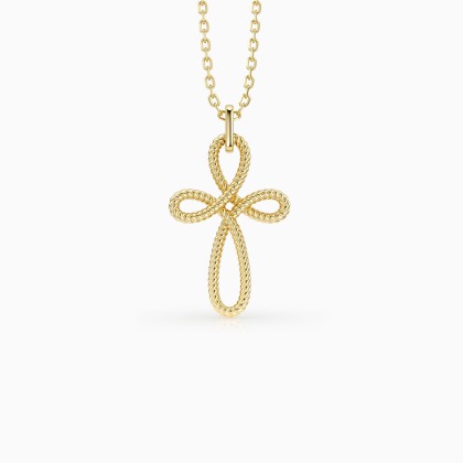 Trinity Cord Rope Cross Necklace