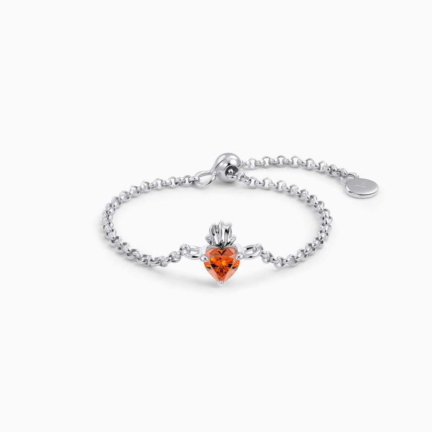 Flaming Heart Adjustable Chain Ring