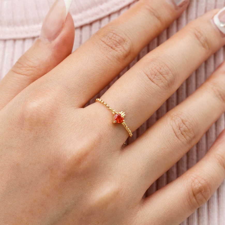 Flaming Heart Adjustable Chain Ring
